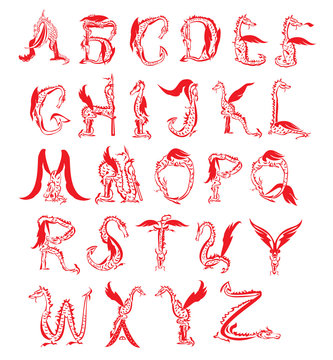 Dragon Alphabet, Fantasy Dragon Font