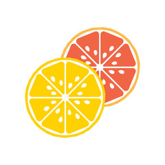 Lemon and grapefruit flat icons