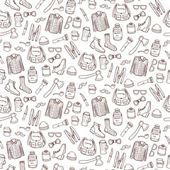 Seamless pattern with lumbersexual elements