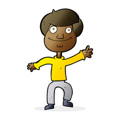 cartoon happy man waving