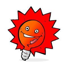 happy flashing red light bulb cartoon