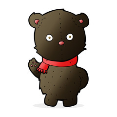 cartoon waving black bear cub
