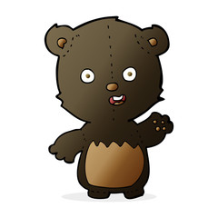 cartoon waving black bear cub