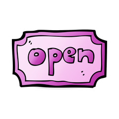 cartoon open sign