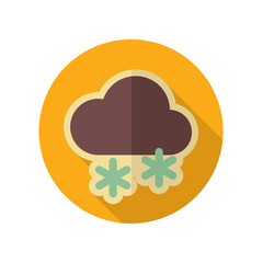 Cloud with Snow retro flat icon. Weather