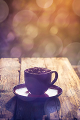 Cup black coffee full beans