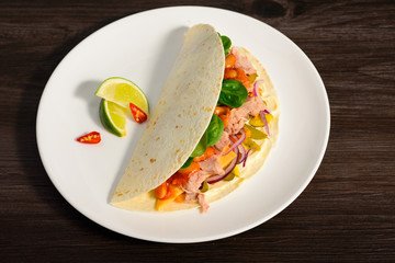 Tacos on a white plate