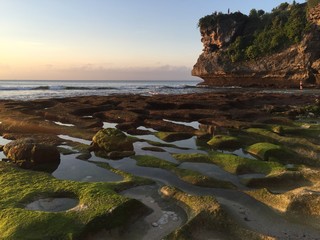 Naklejka na ściany i meble Unusual stone beach in Bali island
