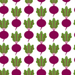 Seamless pattern with beets and green tops