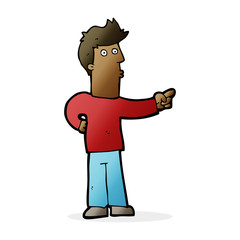 cartoon curious man pointing
