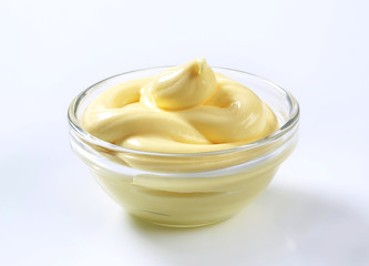 Bowl of mayonnaise salad dressing