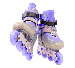 Blue rollerskates isolated on white