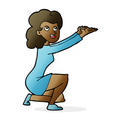cartoon woman presentation gesture