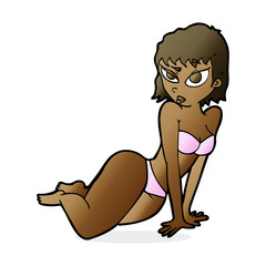 cartoon sexy woman in underwear