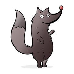 cartoon waving wolf