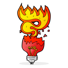 cartoon red light bulb exploding