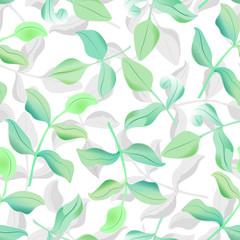 Fototapeta premium vector seamless pattern with watercolor leaves