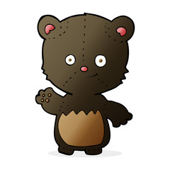 cartoon little black bear waving