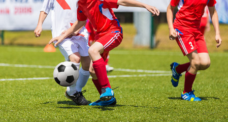 Fototapeta na wymiar Soccer Football Teams Playing Soccer Football Match