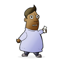 cartoon nervous man with tickets