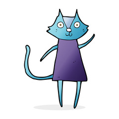 cute cartoon black cat waving