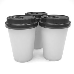 Three paper coffee cups