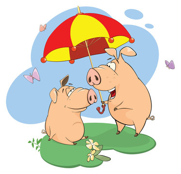 illustration of pigs sharing love