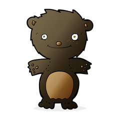 cartoon happy little black bear