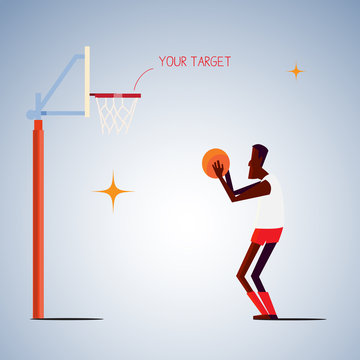basketball player preparing to shoot .life goal concept - vector