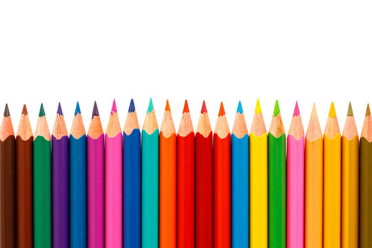 Colour pencils isolated on white background