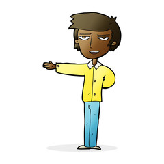 cartoon man gesturing welcome