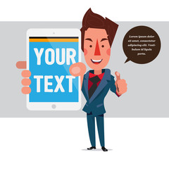 smart man with tablet - vector