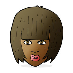 cartoon annoyed girl with big hair