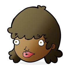 cartoon female face with surprised expression