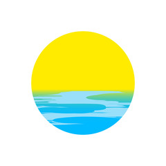 vector icon sunset and sea waves