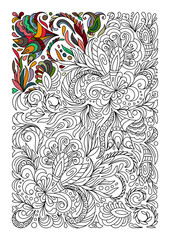 Ethnic colored floral zentangle, doodle background pattern circle in vector. Henna paisley mehndi doodles design tribal design element.