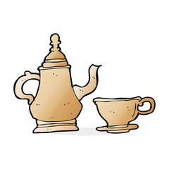 cartoon coffee pot and cup