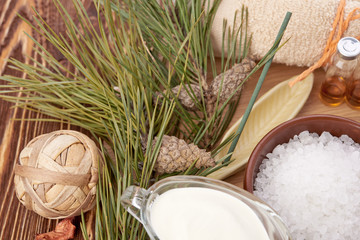 spa stuff on wooden background