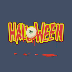 halloween letters with devil eye and blood - vector
