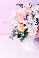 Decorative elements on lilac background