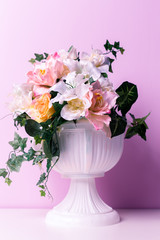 Decorative elements on lilac background