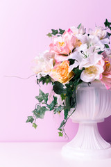 Decorative elements on lilac background