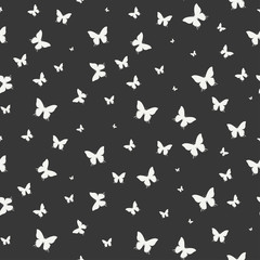 Monochrome abstract seamless pattern with butterfly. Wrapping paper. Scrapbook. Tiling. Vector illustration. Background. Graphic texture for your design, wallpaper. 