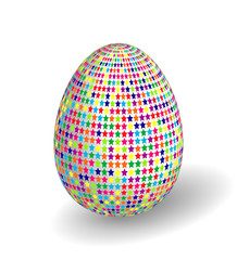 White Single Vector Easter Egg with Abstract Colorful Pattern - Beautiful Close Up Design with Smooth Shadow on the Ground.