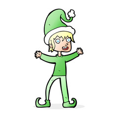 cartoon excited christmas elf