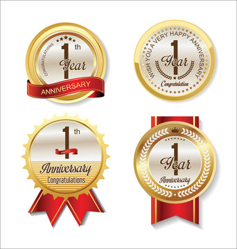 Anniversary Retro vintage golden labels collection 1 year