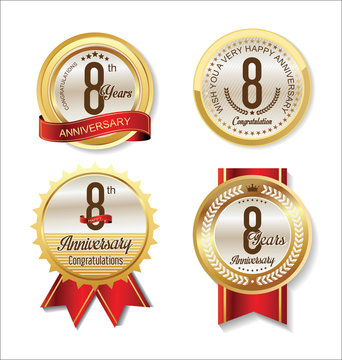 Anniversary Retro vintage golden labels collection 8 years