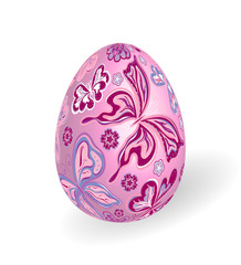 White isolated ornate vector realistic egg with butterfly pattern