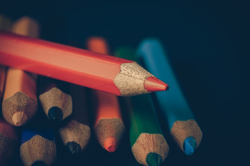 Color pencils with filter effect retro vintage style