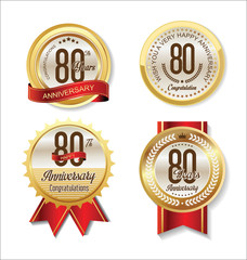 Anniversary Retro vintage golden labels collection 80 years